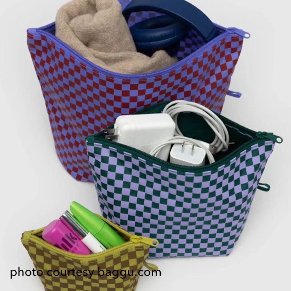 Baggu Go Pouch Set, Jewel Check Colorway